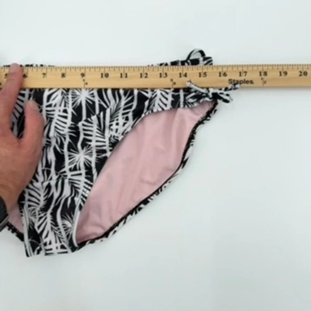 Thereabouts Girls Plus Size XXL Bikini Swim Bottoms Black White Palm Leaf